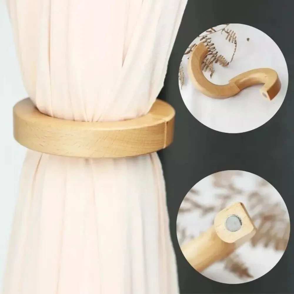 Curtain Tieback Magnetic Clip Decorative Wood Boho Scandinavian Nordic Simple ..